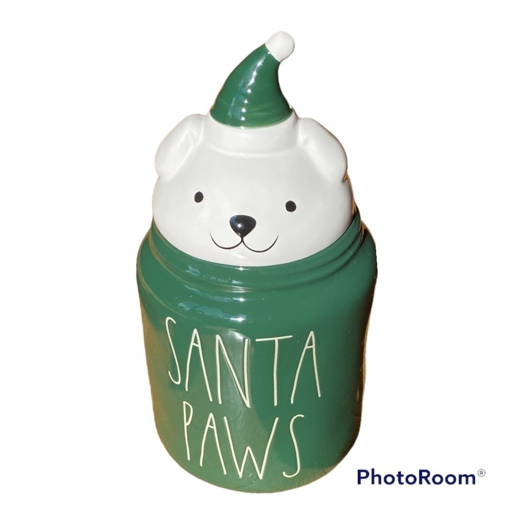 Rae Dunn Santa Paws Figural Dog Canister